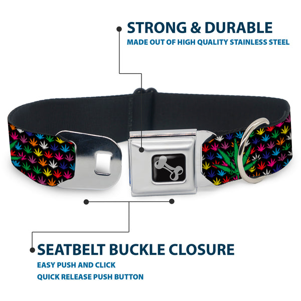 Buckle-Down Buckle-Down Seatbelt Buckle Dog Collar - Marijuana Garden Black/Multi Color