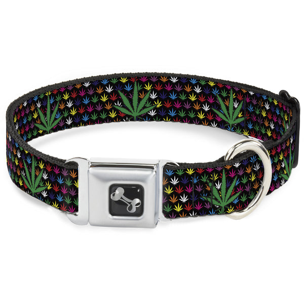 Buckle-Down Buckle-Down Seatbelt Buckle Dog Collar - Marijuana Garden Black/Multi Color