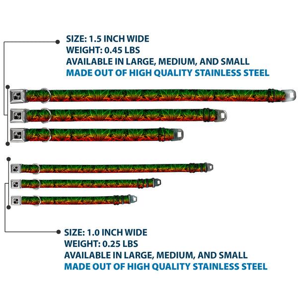 Buckle-Down Buckle-Down Seatbelt Buckle Dog Collar - Marijuana Haze Rasta/Rasta