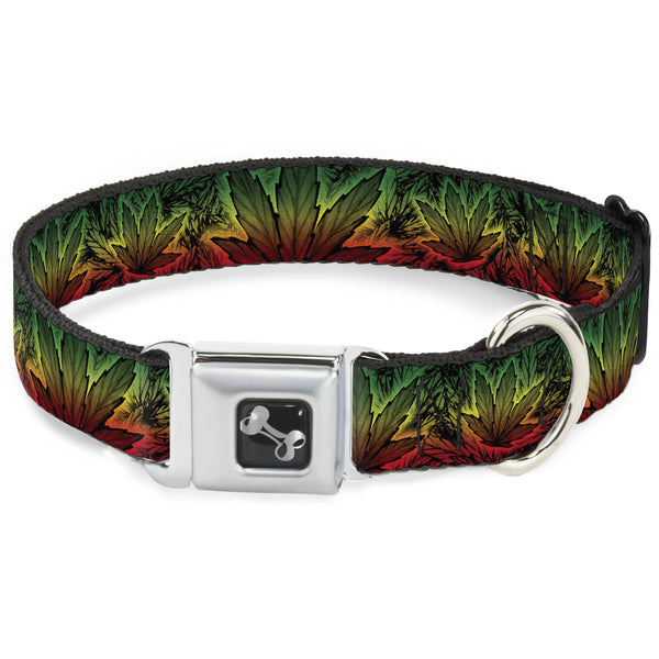 Buckle-Down Buckle-Down Seatbelt Buckle Dog Collar - Marijuana Haze Rasta/Rasta