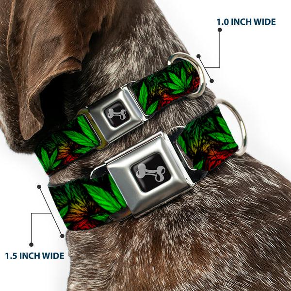 Buckle-Down Buckle-Down Seatbelt Buckle Dog Collar - Marijuana Haze Rasta/Black