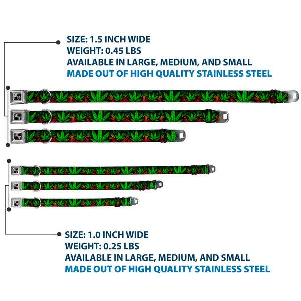 Buckle-Down Buckle-Down Seatbelt Buckle Dog Collar - Marijuana Haze Rasta/Black