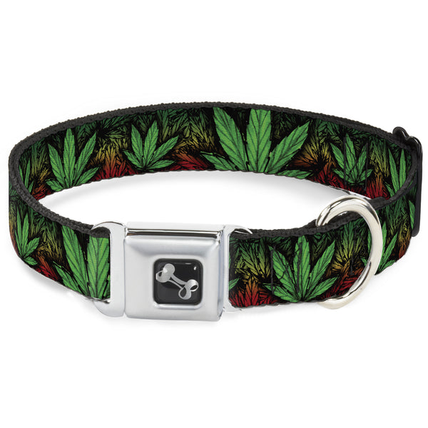 Buckle-Down Buckle-Down Seatbelt Buckle Dog Collar - Marijuana Haze Rasta/Black
