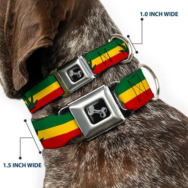 Buckle-Down Buckle-Down Seatbelt Buckle Dog Collar - Marijuana Leaf Repeat Rasta