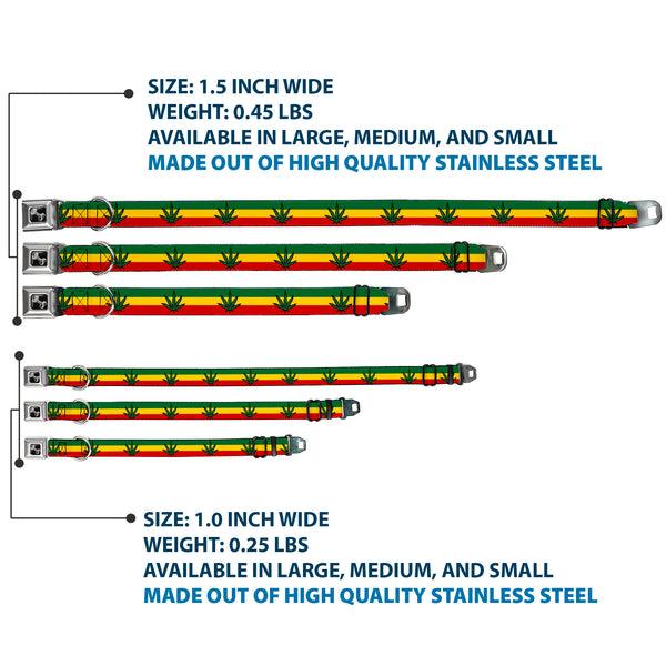 Buckle-Down Buckle-Down Seatbelt Buckle Dog Collar - Marijuana Leaf Repeat Rasta