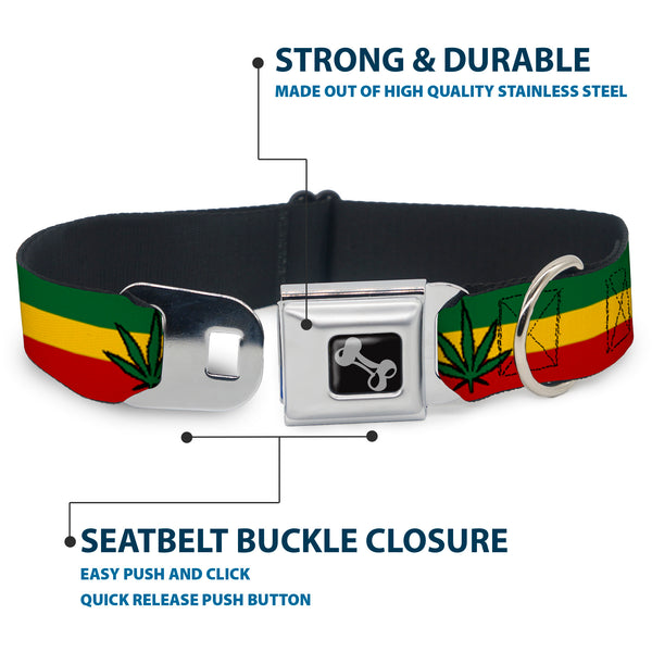 Buckle-Down Buckle-Down Seatbelt Buckle Dog Collar - Marijuana Leaf Repeat Rasta