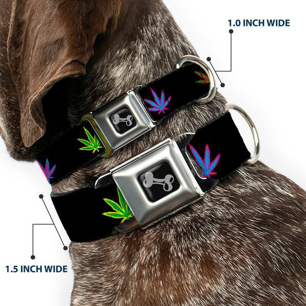 Buckle-Down Buckle-Down Seatbelt Buckle Dog Collar - Marijuana Leaf Repeat Black/Multi Color