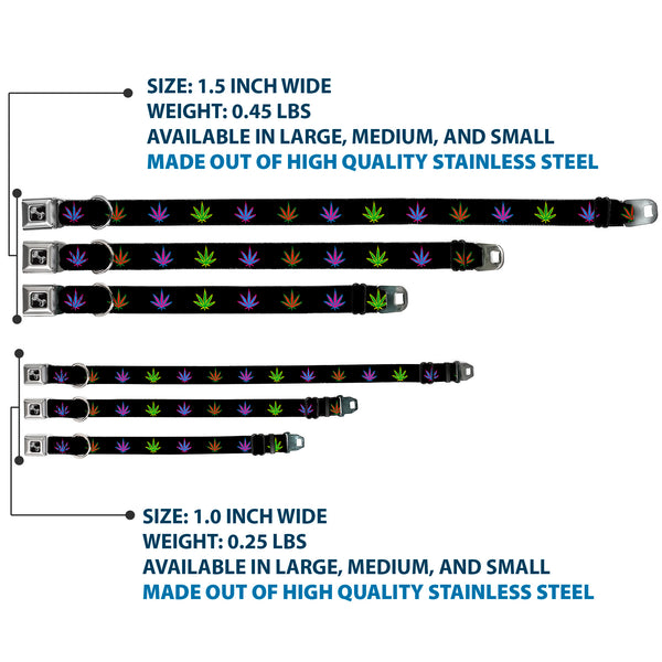 Buckle-Down Buckle-Down Seatbelt Buckle Dog Collar - Marijuana Leaf Repeat Black/Multi Color