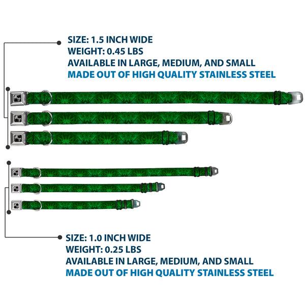 Buckle-Down Buckle-Down Seatbelt Buckle Dog Collar - Marijuana Leaves Stacked