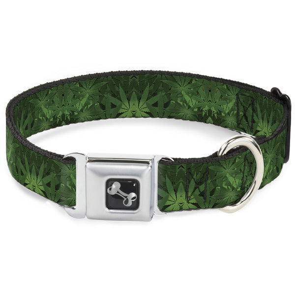Buckle-Down Buckle-Down Seatbelt Buckle Dog Collar - Marijuana Leaves Stacked