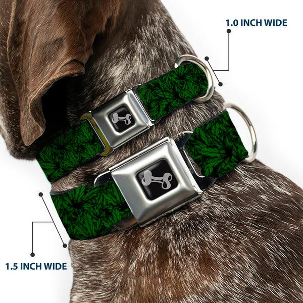 Buckle-Down Buckle-Down Seatbelt Buckle Dog Collar - Marijuana Leaves Stacked Black/Green