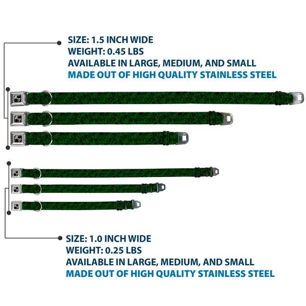 Buckle-Down Buckle-Down Seatbelt Buckle Dog Collar - Marijuana Leaves Stacked Black/Green