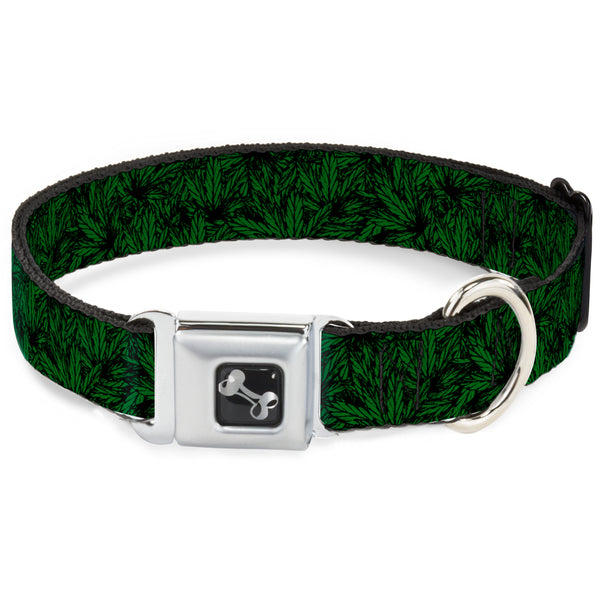 Buckle-Down Buckle-Down Seatbelt Buckle Dog Collar - Marijuana Leaves Stacked Black/Green