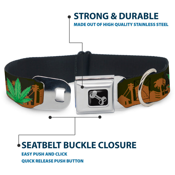 Buckle-Down Buckle-Down Seatbelt Buckle Dog Collar - Marijuana Leaf Skyline