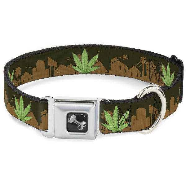Buckle-Down Buckle-Down Seatbelt Buckle Dog Collar - Marijuana Leaf Skyline
