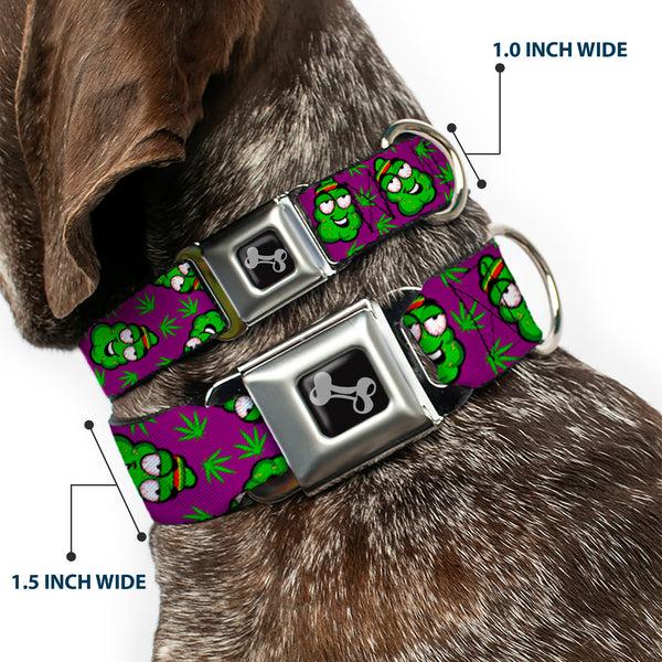Buckle-Down Buckle-Down Seatbelt Buckle Dog Collar - Marijuana Nugs/Leaves Cartoon Purple/Green