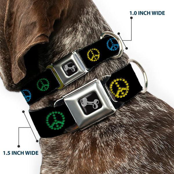 Buckle-Down Buckle-Down Seatbelt Buckle Dog Collar - Marijuana Peace Repeat Black/Multi Color