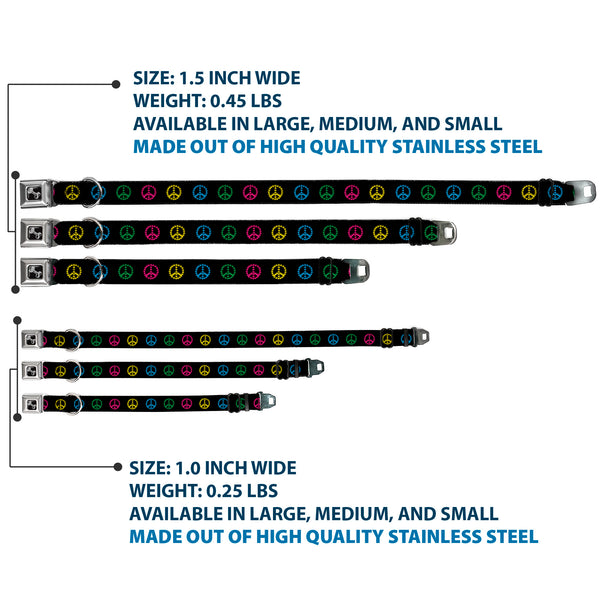 Buckle-Down Buckle-Down Seatbelt Buckle Dog Collar - Marijuana Peace Repeat Black/Multi Color