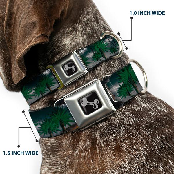 Buckle-Down Buckle-Down Seatbelt Buckle Dog Collar - Marijuana Palm Trees/Clouds