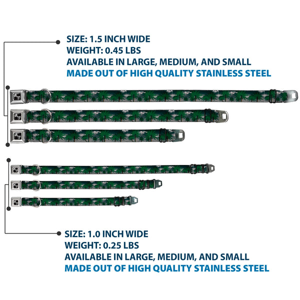Buckle-Down Buckle-Down Seatbelt Buckle Dog Collar - Marijuana Palm Trees/Clouds