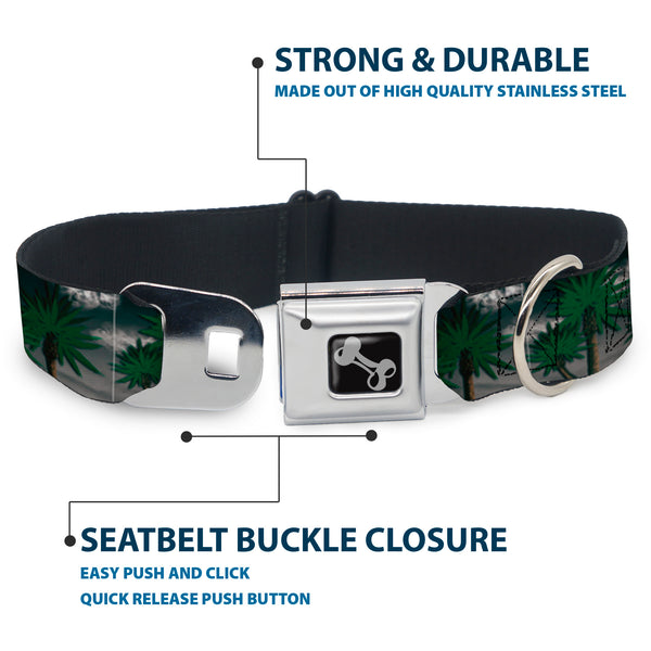 Buckle-Down Buckle-Down Seatbelt Buckle Dog Collar - Marijuana Palm Trees/Clouds