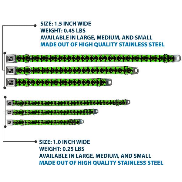 Buckle-Down Buckle-Down Seatbelt Buckle Dog Collar - Marijuana Reflection Black/Yellow/Green
