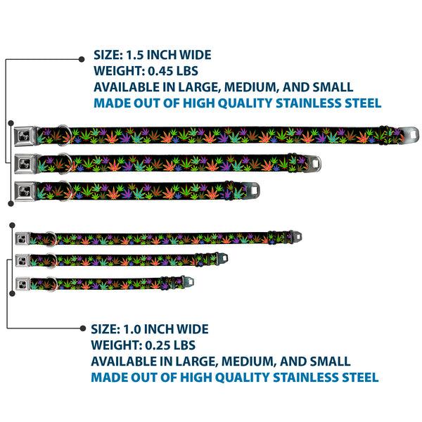 Buckle-Down Buckle-Down Seatbelt Buckle Dog Collar - Multi Marijuana Leaves Black/Multi Color