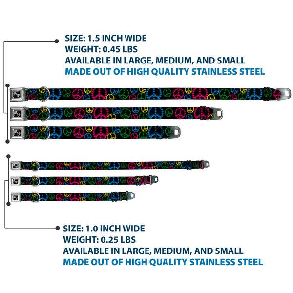 Buckle-Down Buckle-Down Seatbelt Buckle Dog Collar - Multi Marijuana Peace Black/Multi Color