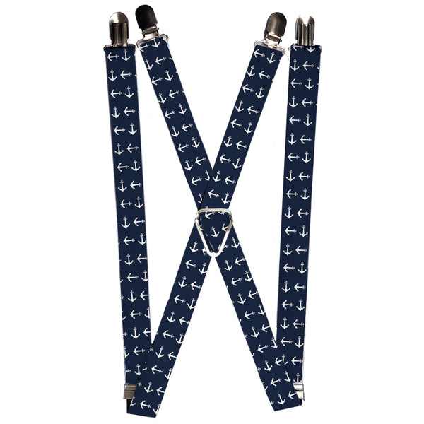 Buckle-Down Suspenders - 1.0" - Anchors Navy/White