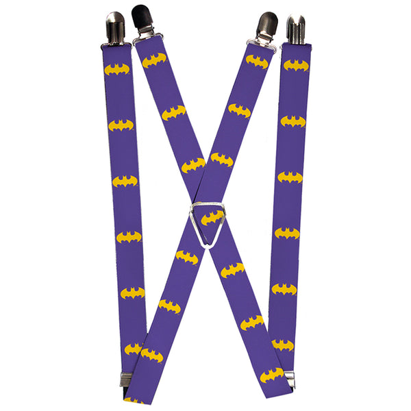 Buckle-Down Suspenders - 1.0" - Bat Logo Purple Gold