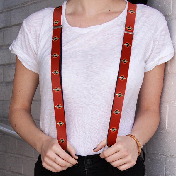 Buckle-Down Suspenders - 1.0" - BAZINGA Logo Burgundy