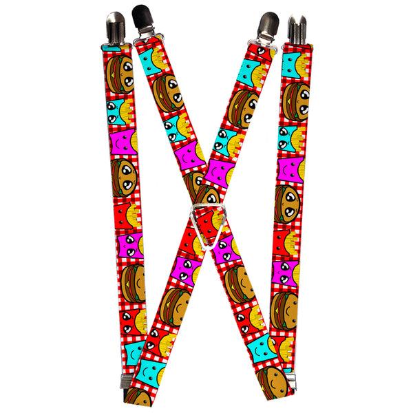 Buckle-Down Suspenders - 1.0" - Burger & Fries Cartoon