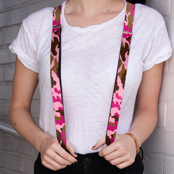 Buckle-Down Suspenders - 1.0" - Camo Pink