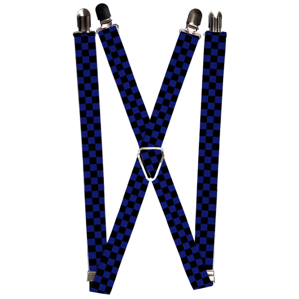 Buckle-Down Suspenders - 1.0" - Checker Black/Blue
