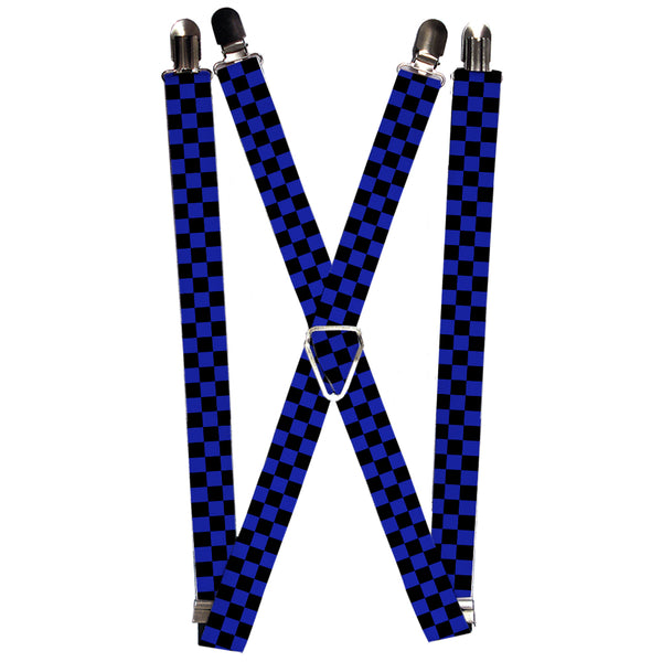 Buckle-Down Suspenders - 1.0" - Checker Black/Neon Blue