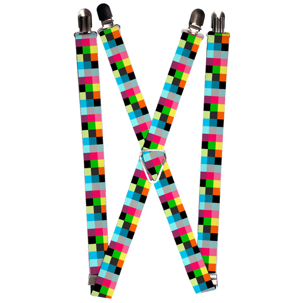 Buckle-Down Suspenders - 1.0" - Checker Bright Pastel