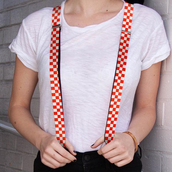 Buckle-Down Suspenders - 1.0" - Checker Red/White