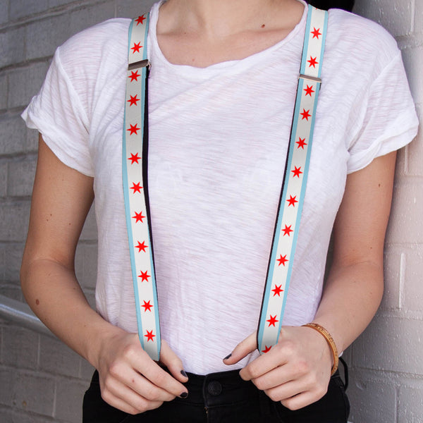 Buckle-Down Suspenders - 1.0" - Chicago Flag