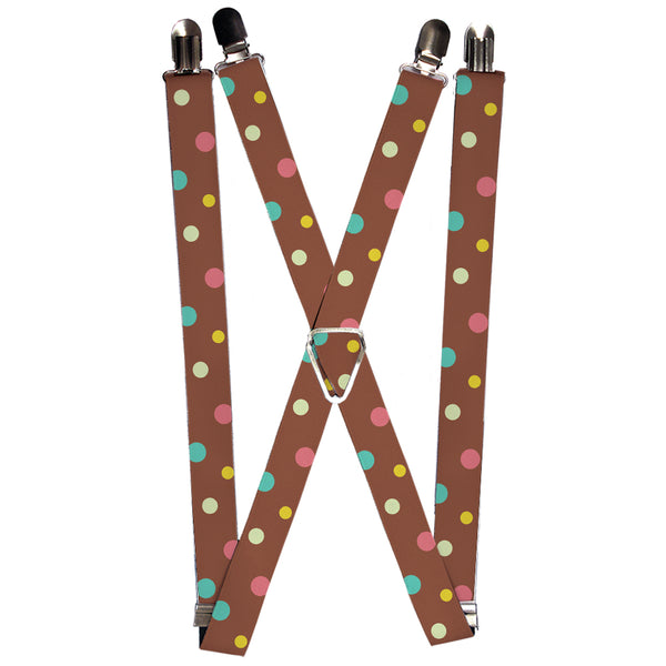 Buckle-Down Suspenders - 1.0" - Dots Brown/Multi Pastel