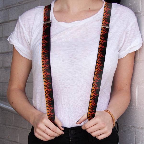 Buckle-Down Suspenders - 1.0" - Flames Black/Orange/Red