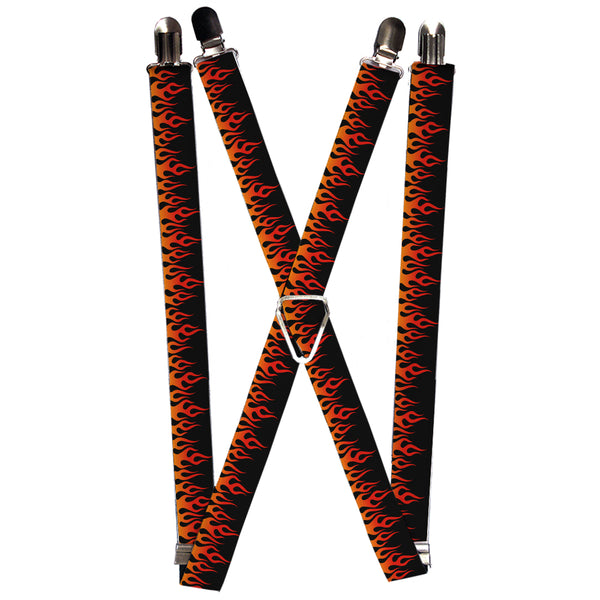 Buckle-Down Suspenders - 1.0" - Flames Black/Orange/Red