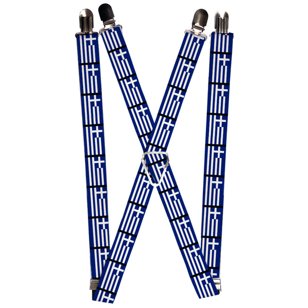 Buckle-Down Suspenders - 1.0" - Greece Flags