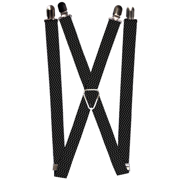 Buckle-Down Suspenders - 1.0" - Herringbone Black/Gray