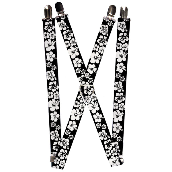 Buckle-Down Suspenders - 1.0" - Hibiscus Black/White