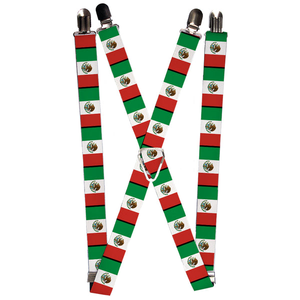 Buckle-Down Suspenders - 1.0" - Mexico Flags