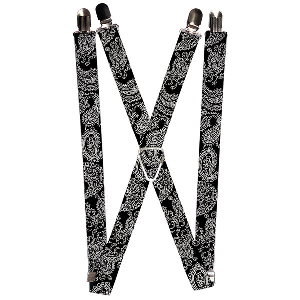 Buckle-Down Suspenders - 1.0" - Paisley2 Black/White