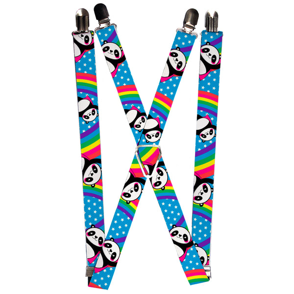 Buckle-Down Suspenders - 1.0" - Pandas & Rainbows w/Stars