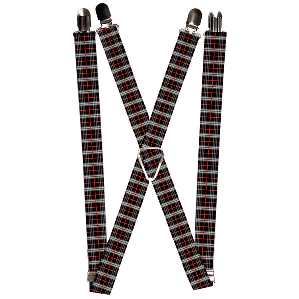 Buckle-Down Suspenders - 1.0" - Plaid Black/Red