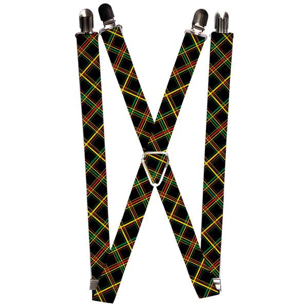 Buckle-Down Suspenders - 1.0" - Plaid X Rasta