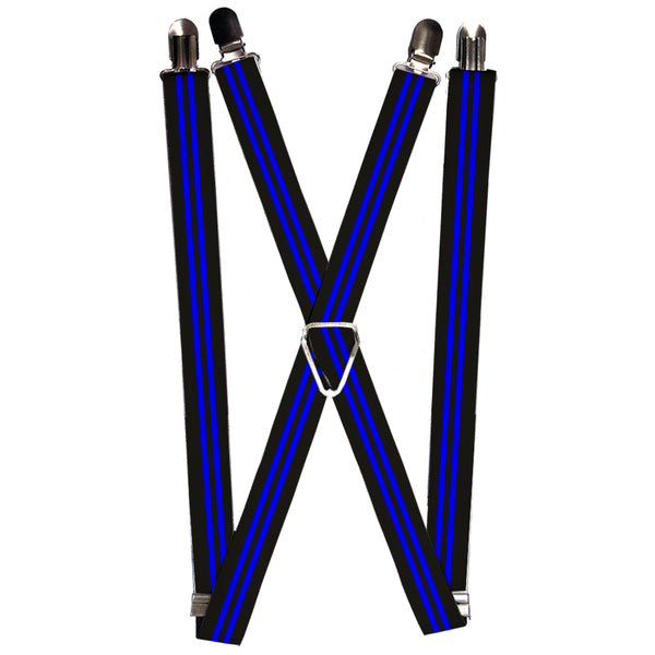 Buckle-Down Suspenders - 1.0" - Stripe Black/Blue